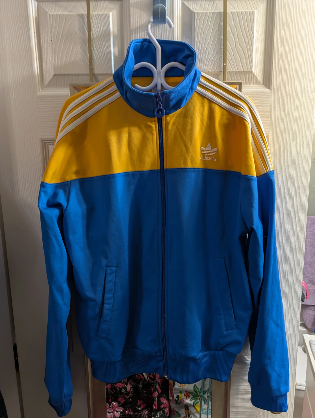 Adidas California Track Jacket Med/Large Blue Yellow
