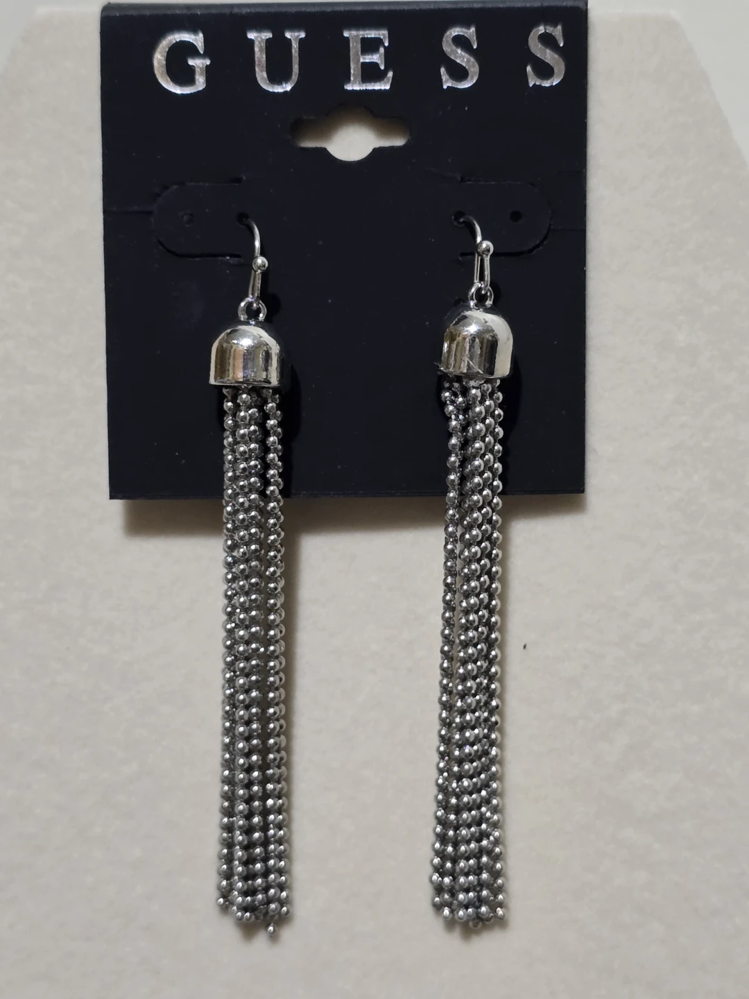 Guess Tassel Drop Earrings Silver Tone