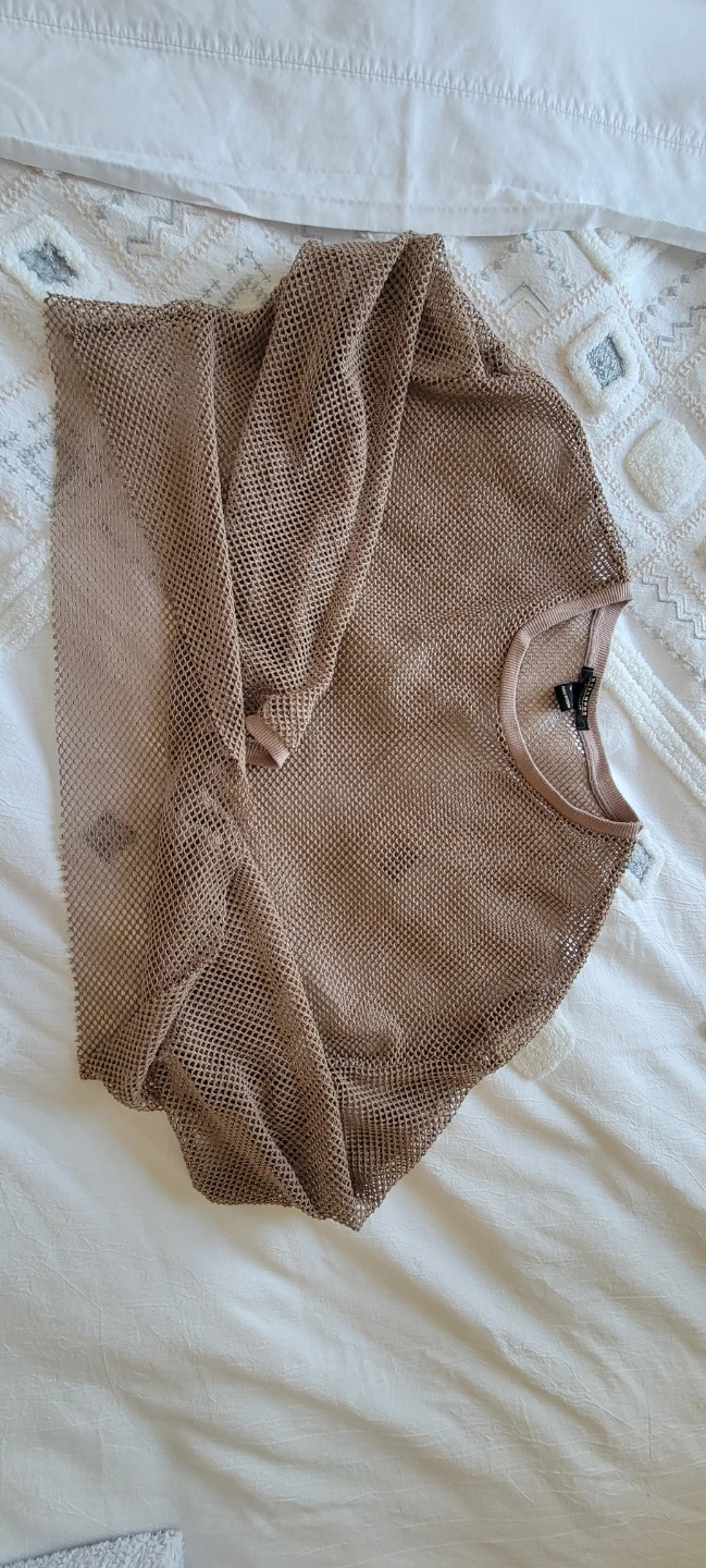 Brown Mesh Long Sleeve Top XS - photo 2
