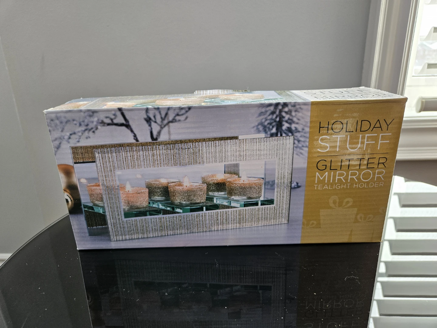 Gold Glitter Mirror Tealight Holder - photo 2