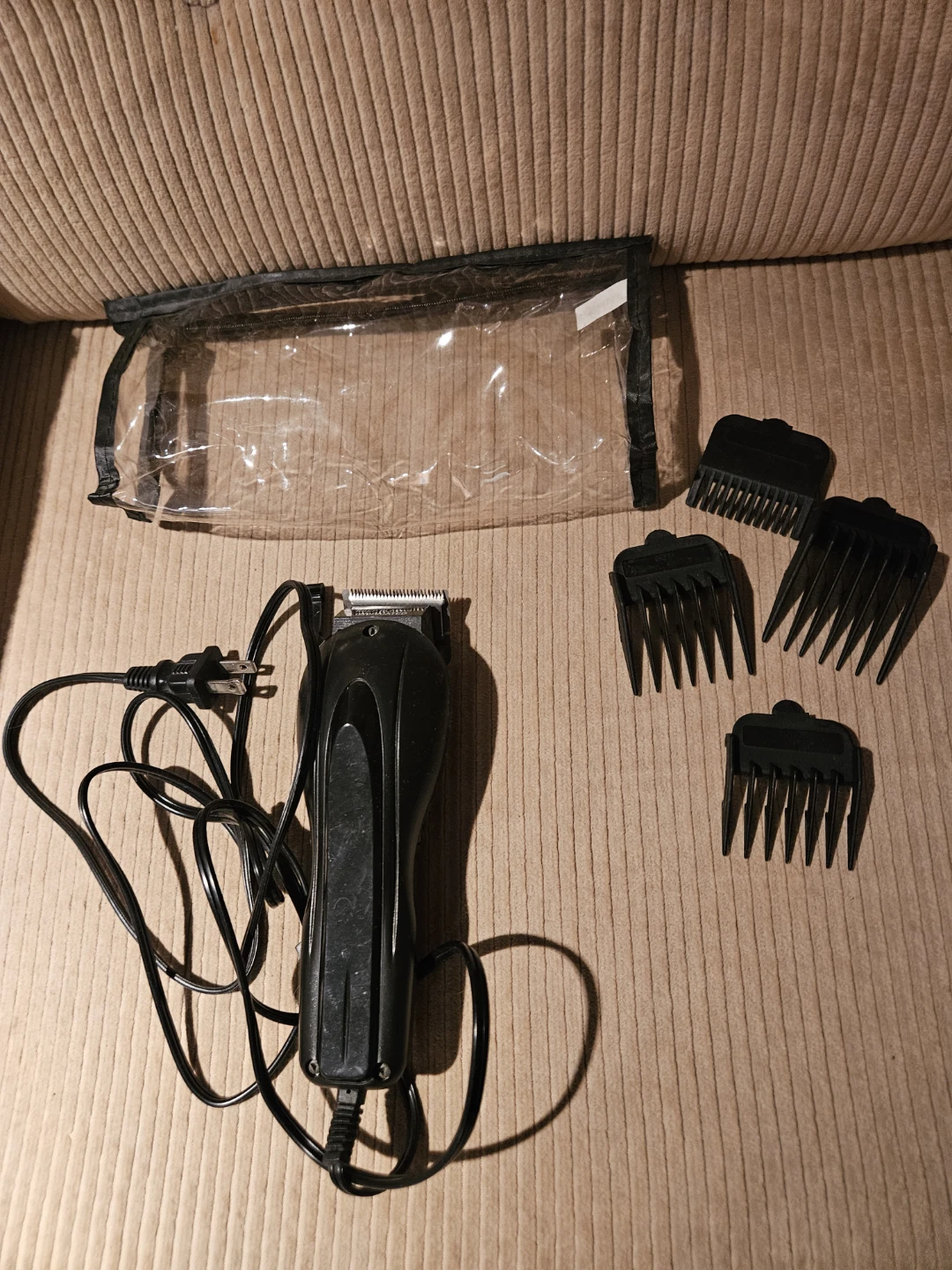 Black Corded Hair Clippers Set with Guards and Bag - photo 3