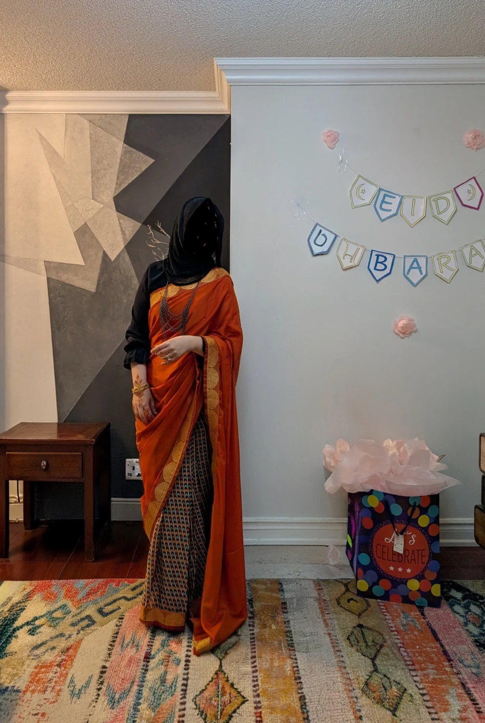 Beautiful saree -burnt orange and gold trim
