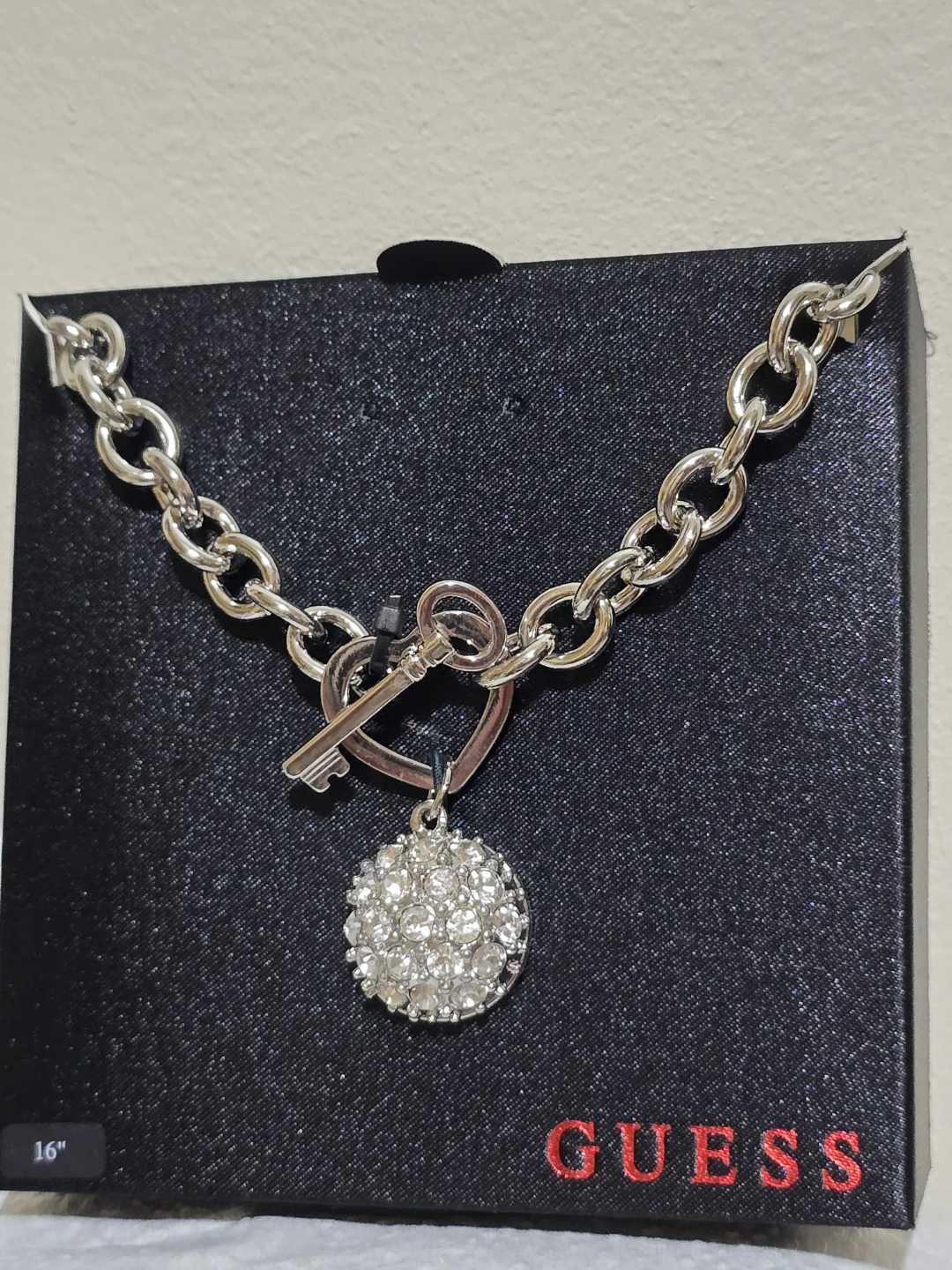 Guess Silver-Tone Heart Toggle Necklace with Crystal Ball - photo 4