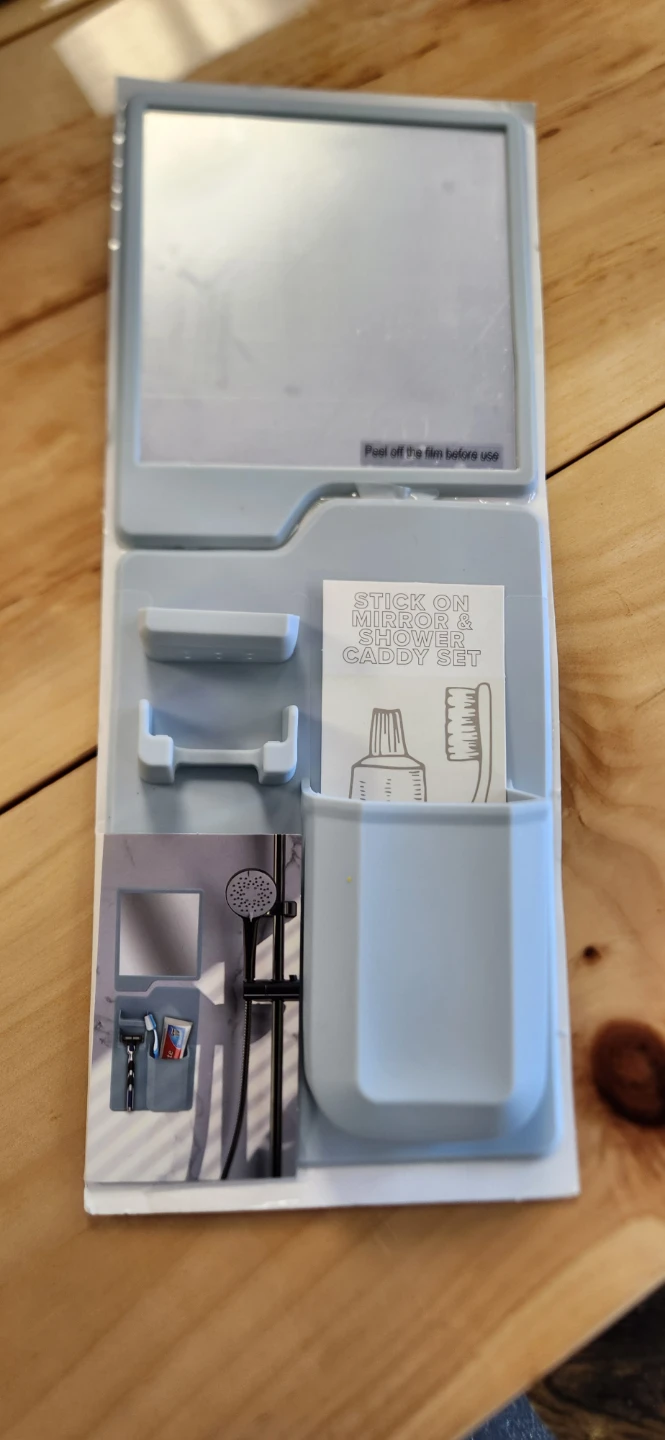 Stick-on Mirror & Shower Caddy Set