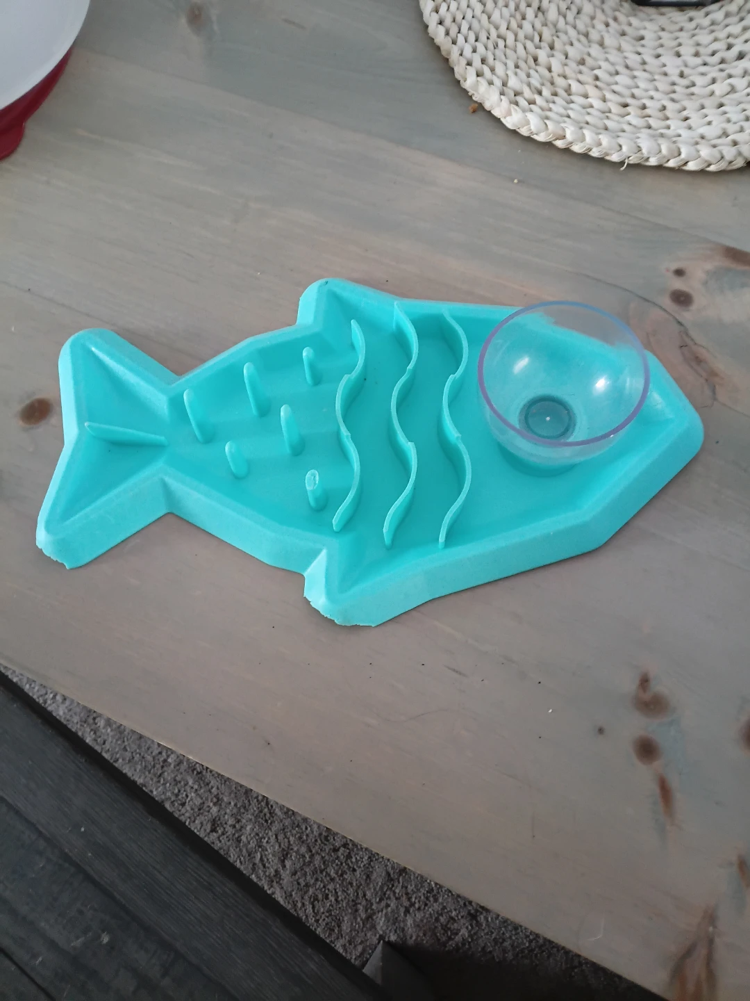 Turquoise Fish-Shaped Pet Slow Feeder Bowl - photo 3