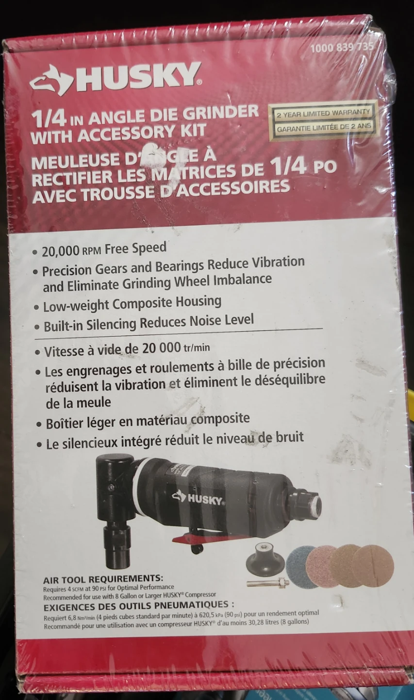 Husky 1/4" Angle Die Grinder with Accessory Kit