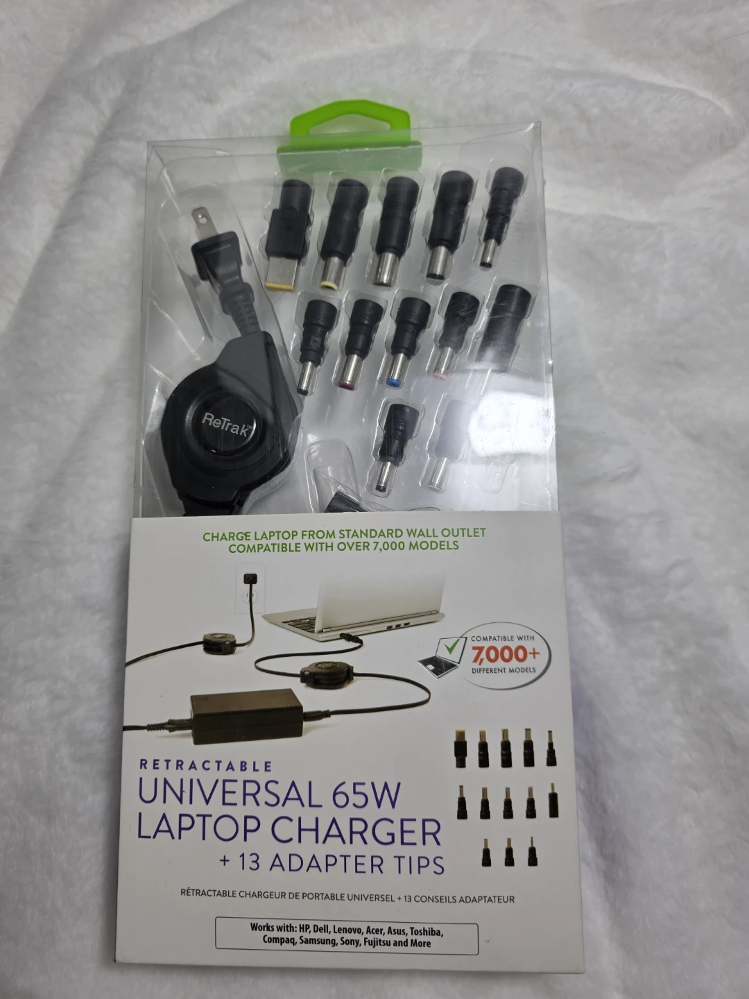 Retrak Universal Retractable Laptop Charger Part w Adapter Tips - photo 2