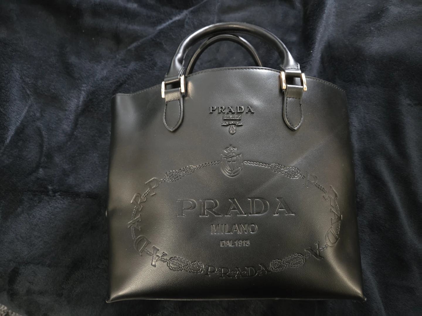 Prada Black Leather Tote Bag
