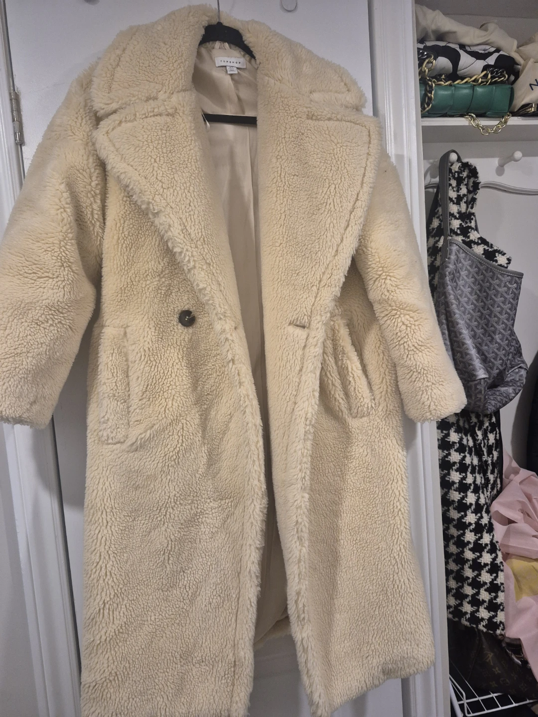 Topshop Teddy Coat Cream