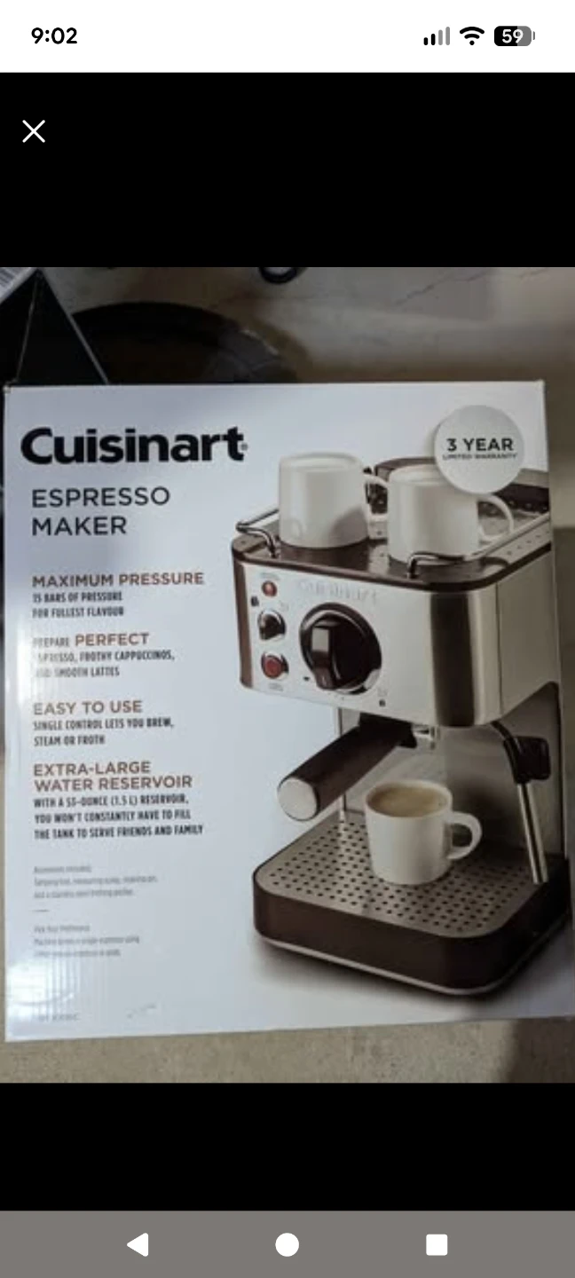 Cuisinart espresso maker with milk frother steamer - photo 2