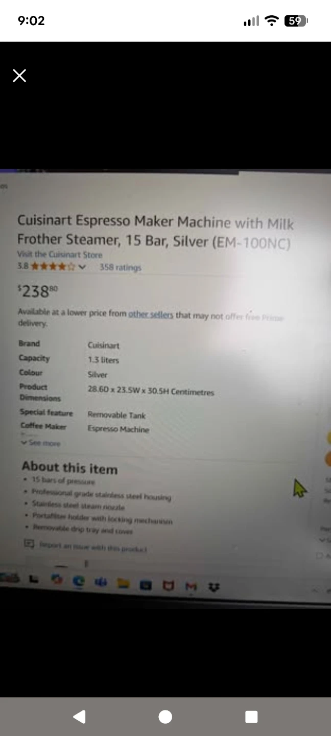 Cuisinart espresso maker with milk frother steamer - photo 4