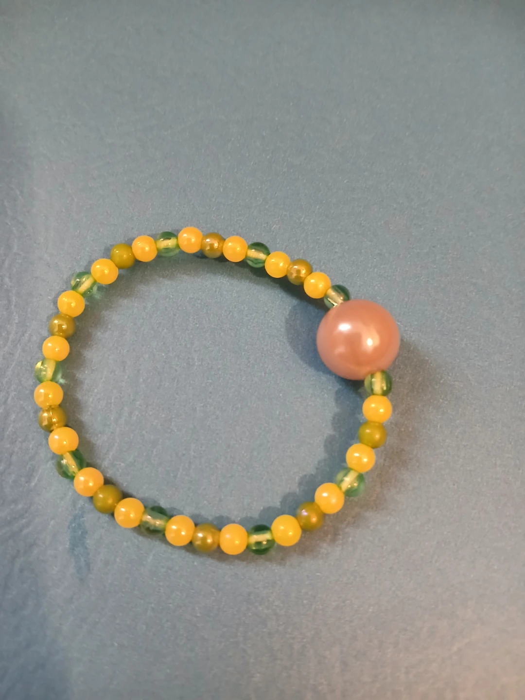 Beaded Bracelet Yellow Green Pink Pearl