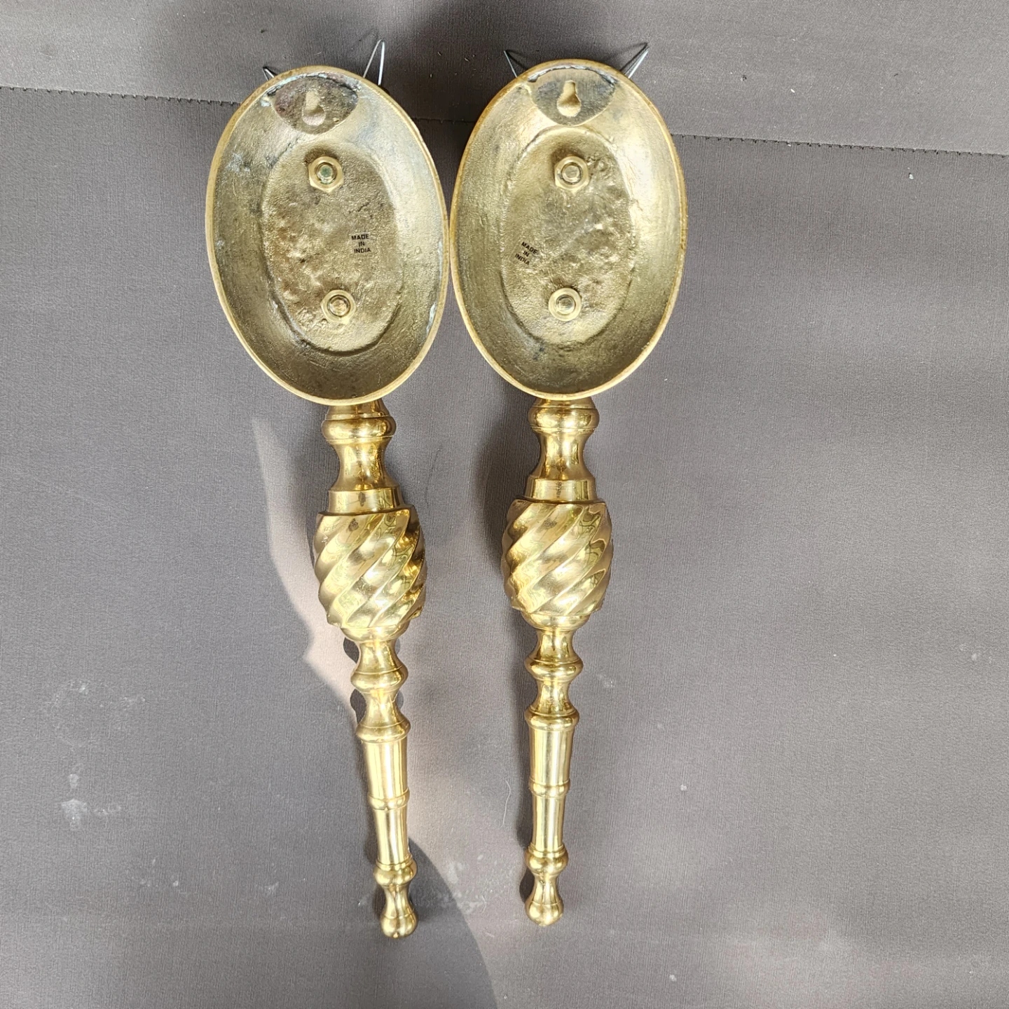 Vintage Set of 2 Solid Brass Candle Holder Wall Sconce India - photo 3