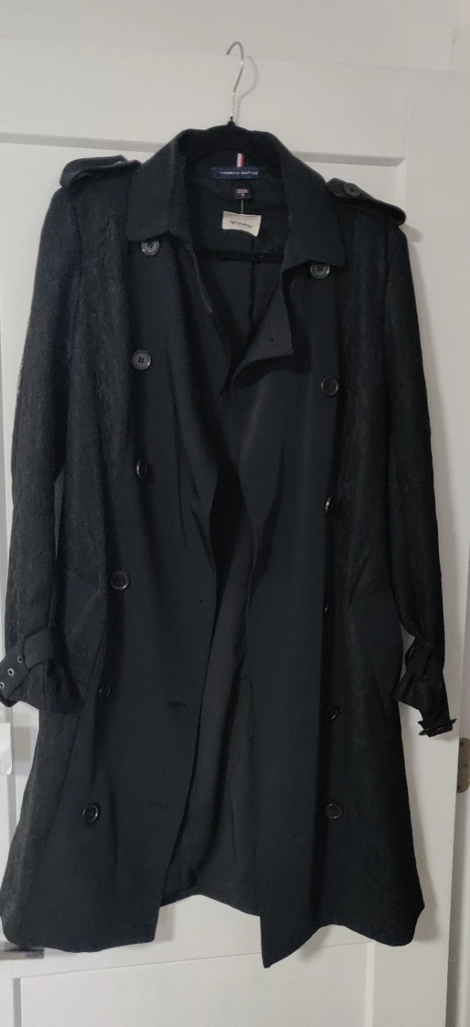 Tommy Hilfiger Black Lace Trench Coat Size 6 - photo 3