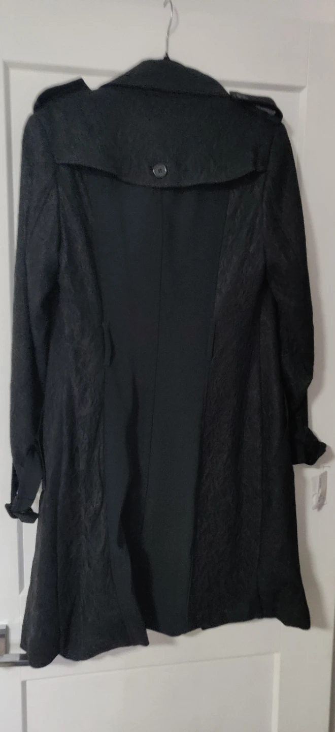 Tommy Hilfiger Black Lace Trench Coat Size 6 - photo 4