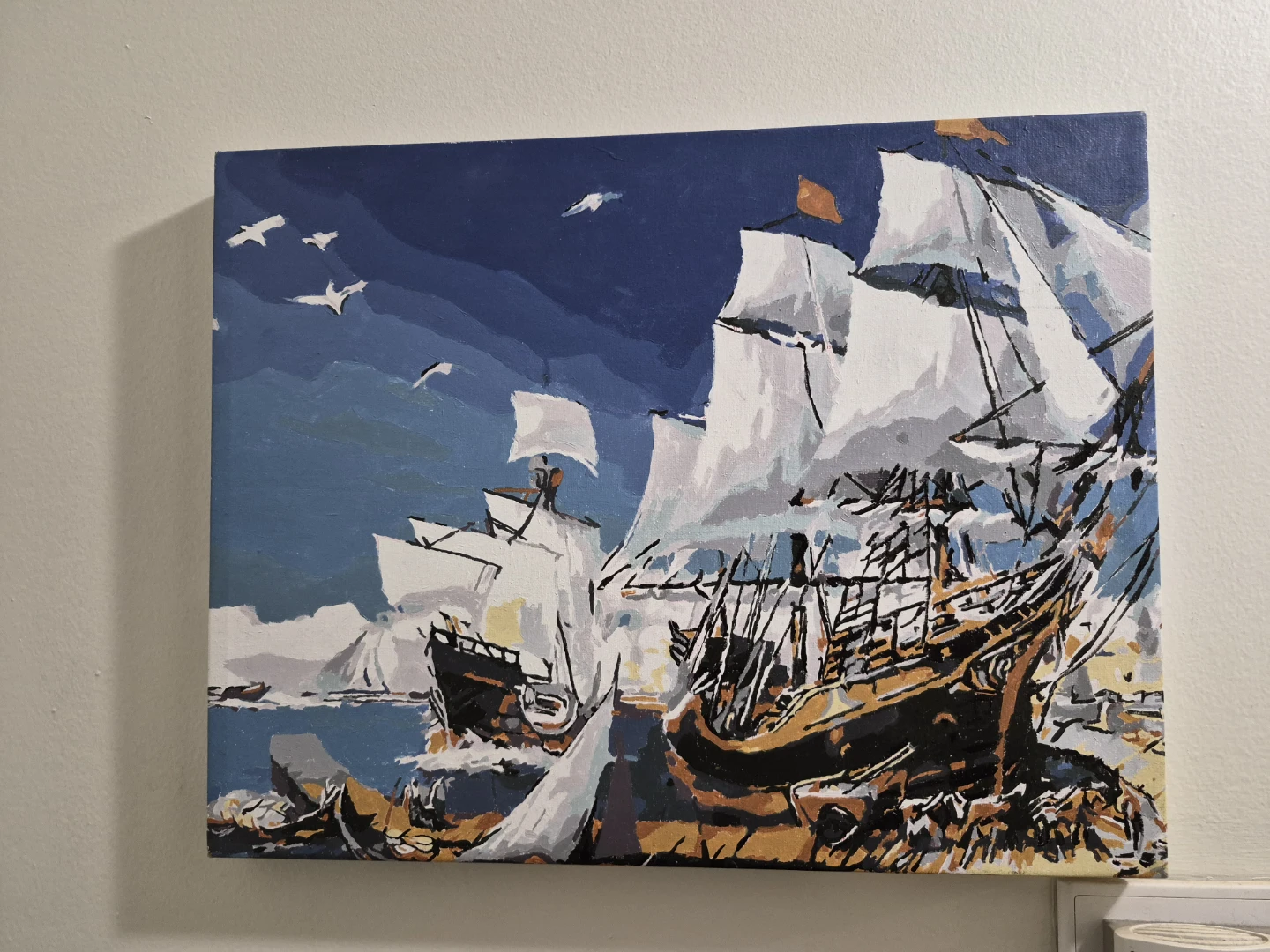 Vintage Sailboat Paintings on canvas frame
