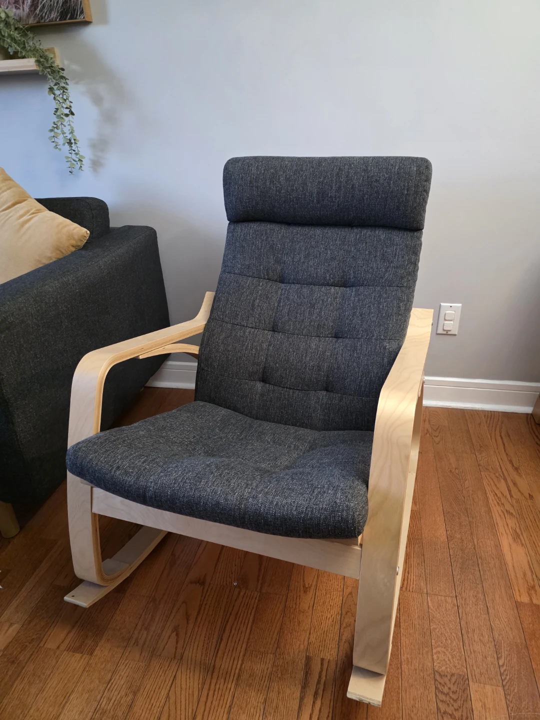 IKEA POÄNG Rocking Chair with Dark Gray Cushion - photo 2
