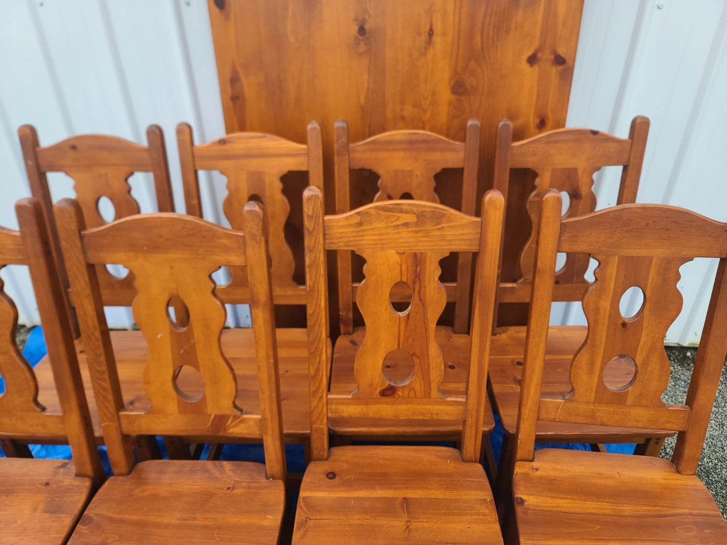 Wooden Dining Table and 8 Chairs Set