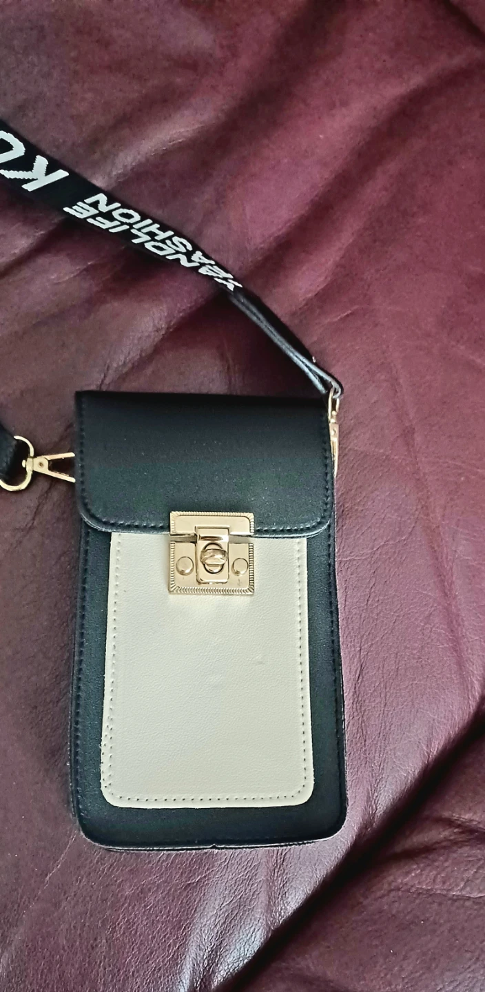 Black and Beige Colour Block Phone Bag
