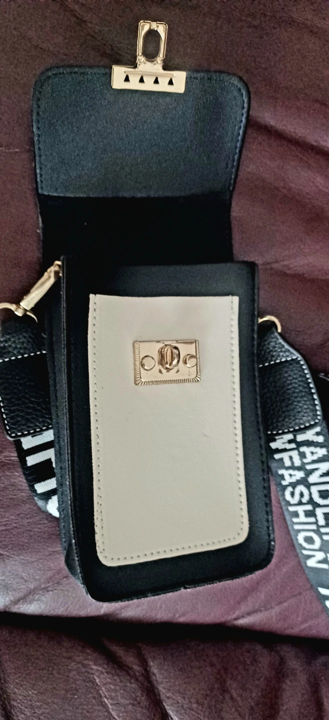 Black and Beige Colour Block Phone Bag - photo 2