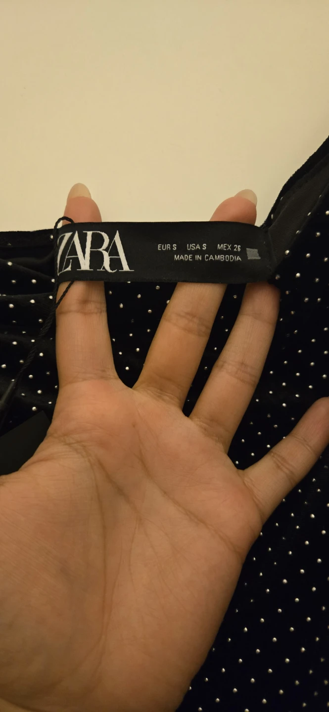 ZARA Black Velvet Studded One-Shoulder Dress Size S 🏆 - photo 2