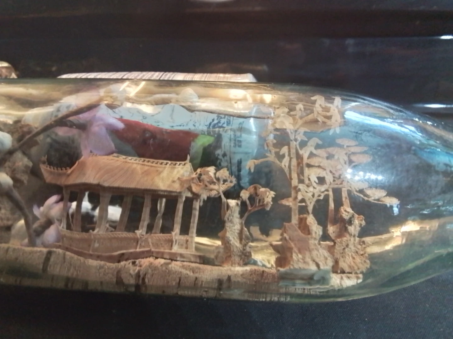 Bottle with Miniature Asian Village Scene - photo 4