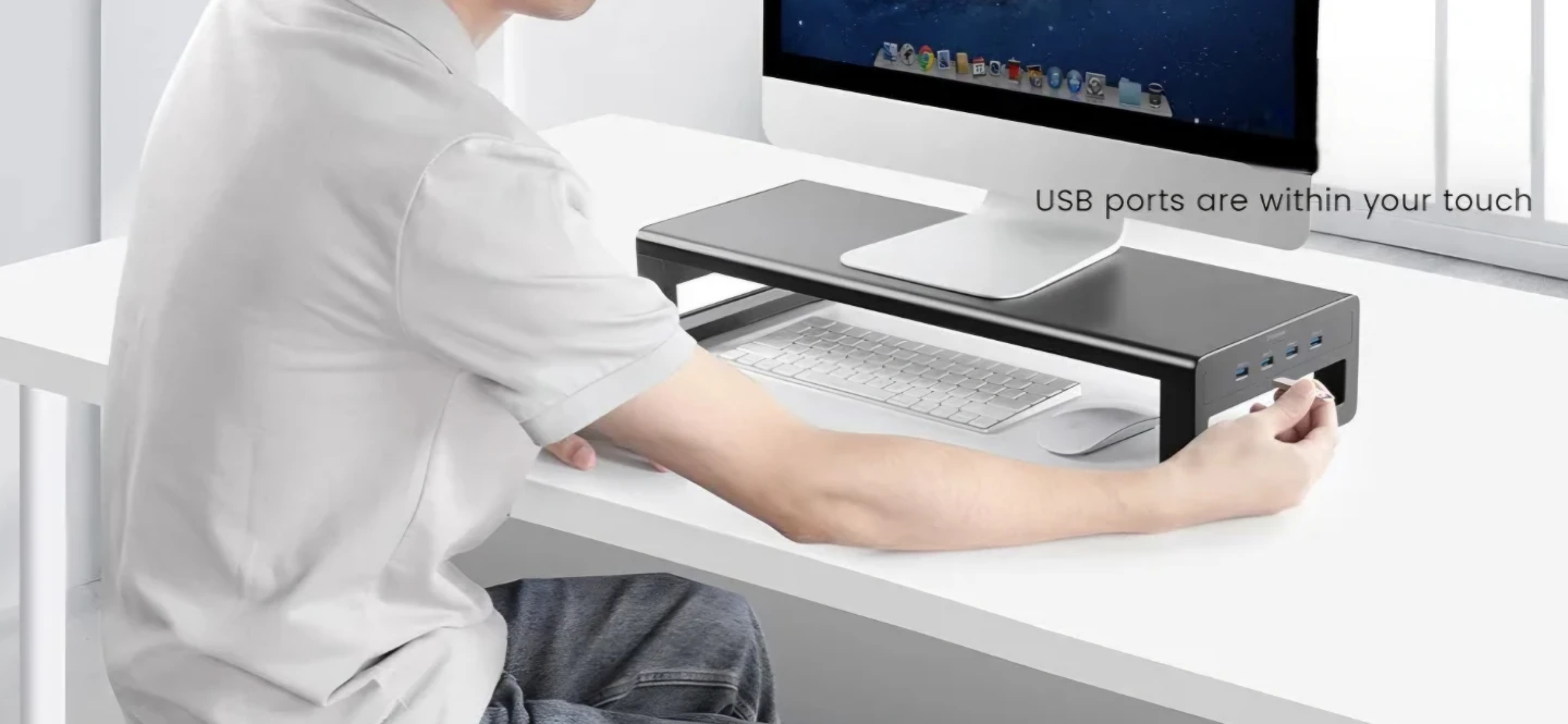 Monitor Metal Stand Riser with USB 3.0 Hub and LED Lights - photo 5