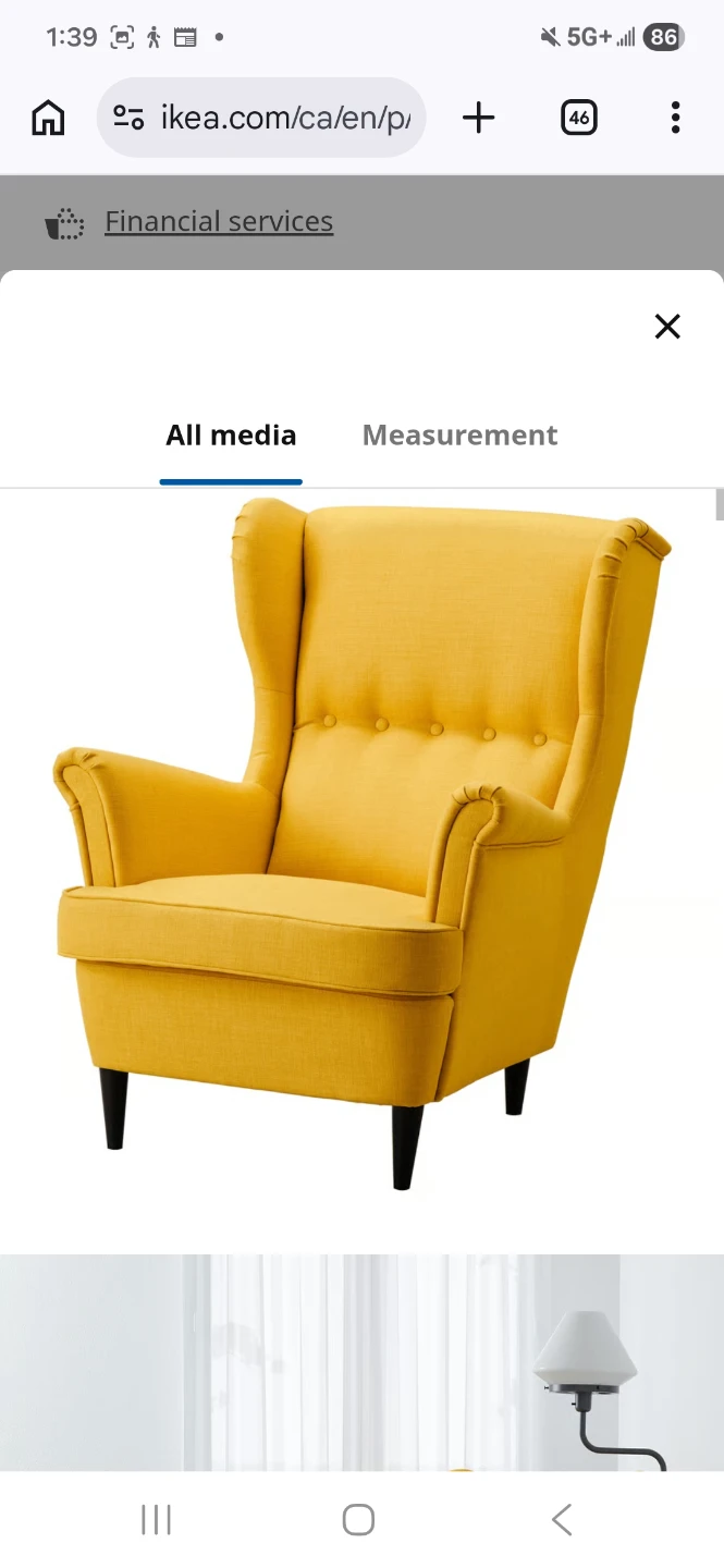 IKEA Wingback Armchair with Yellow Tulip Pattern - photo 3