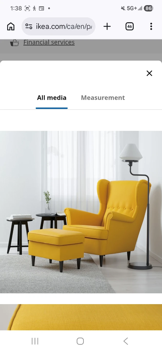 IKEA Wingback Armchair with Yellow Tulip Pattern - photo 4