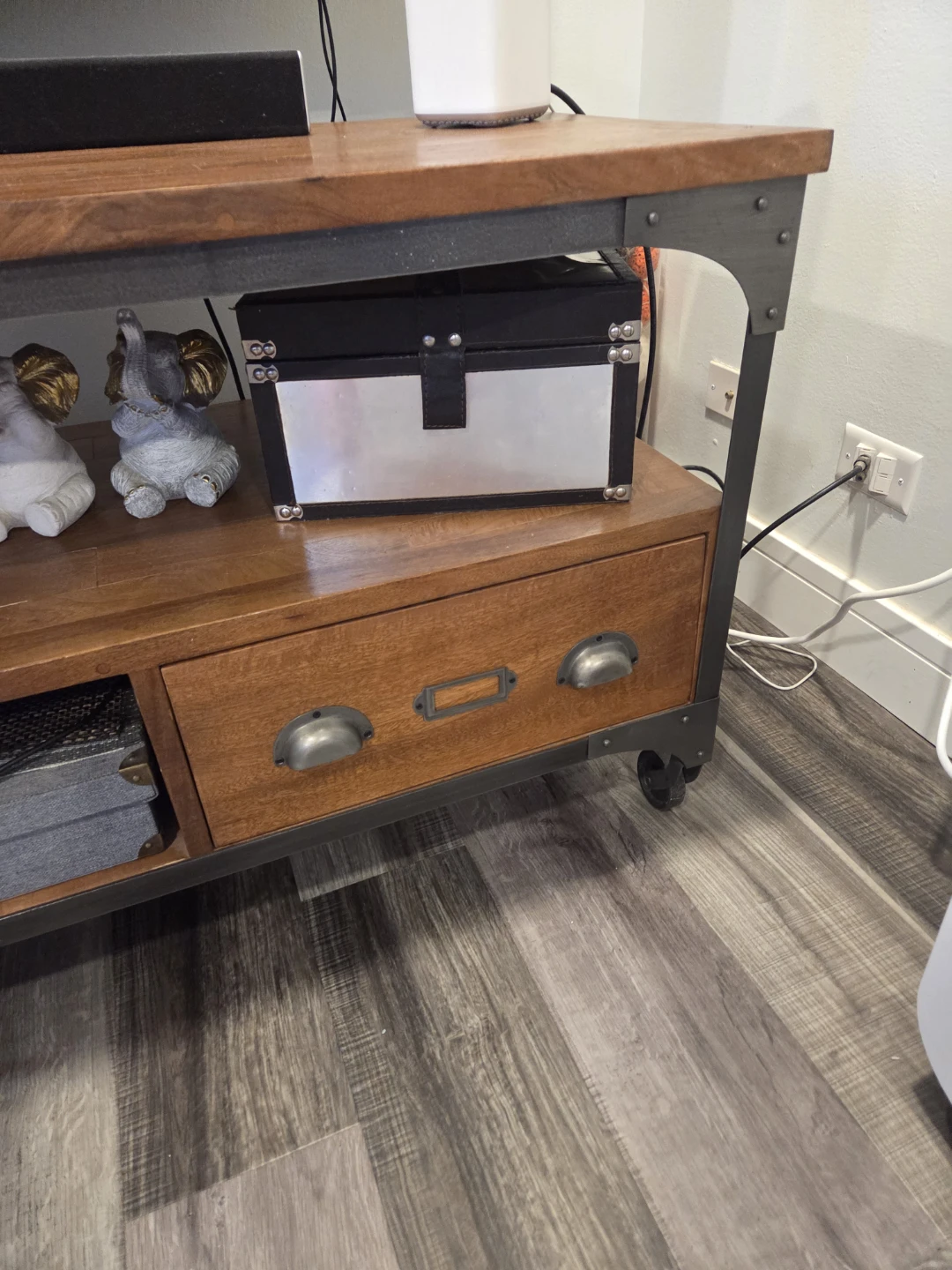 Rustic Wood TV Stand with Metal Accents - photo 3