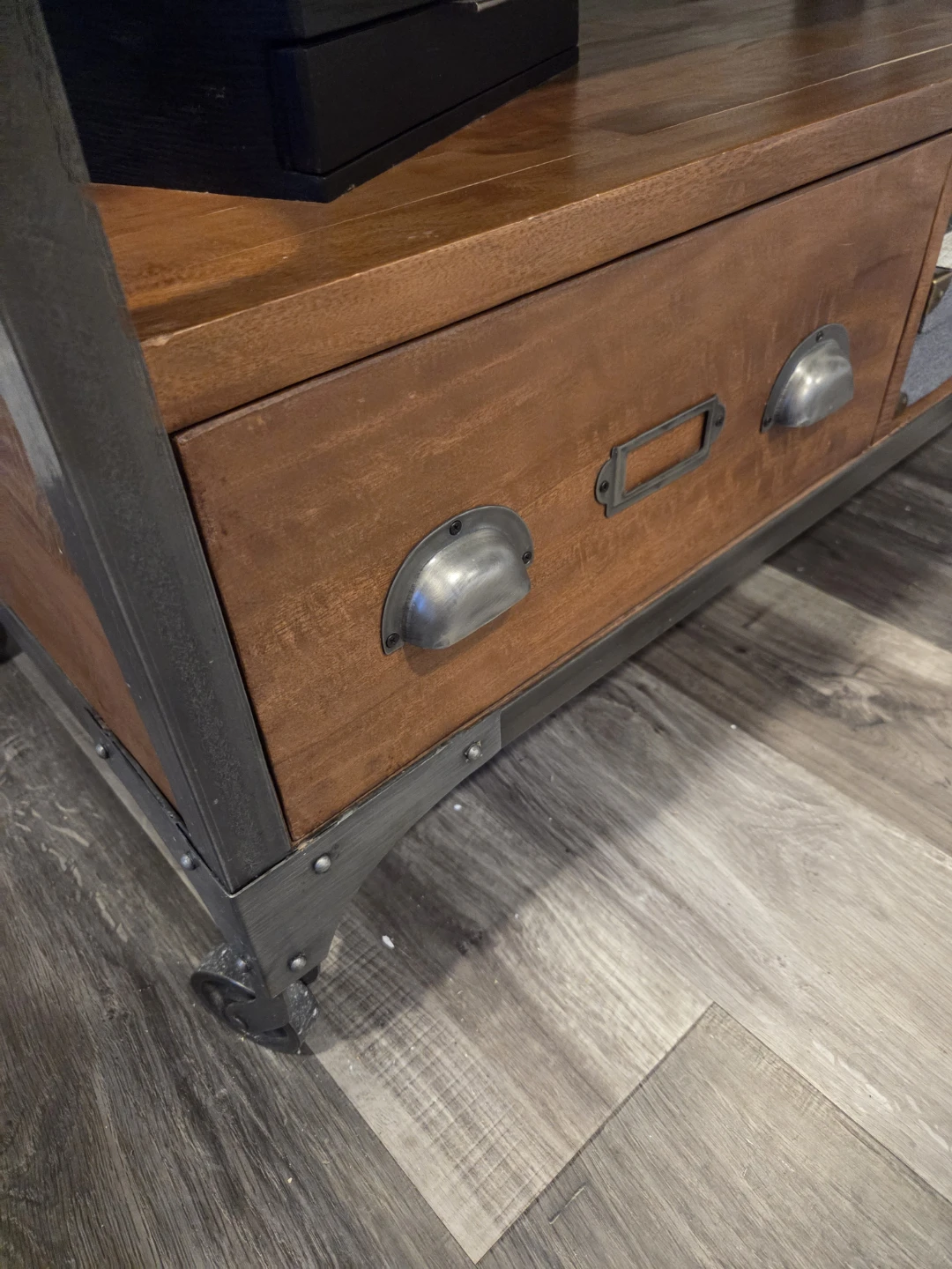 Rustic Wood TV Stand with Metal Accents - photo 4