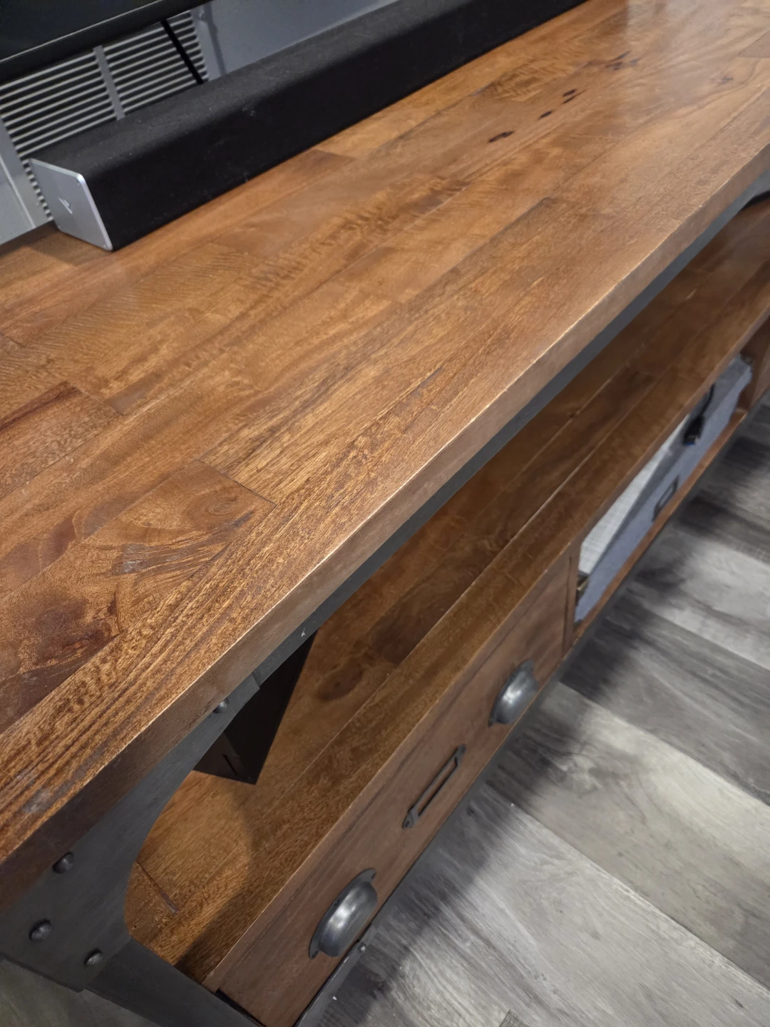 Rustic Wood TV Stand with Metal Accents - photo 5