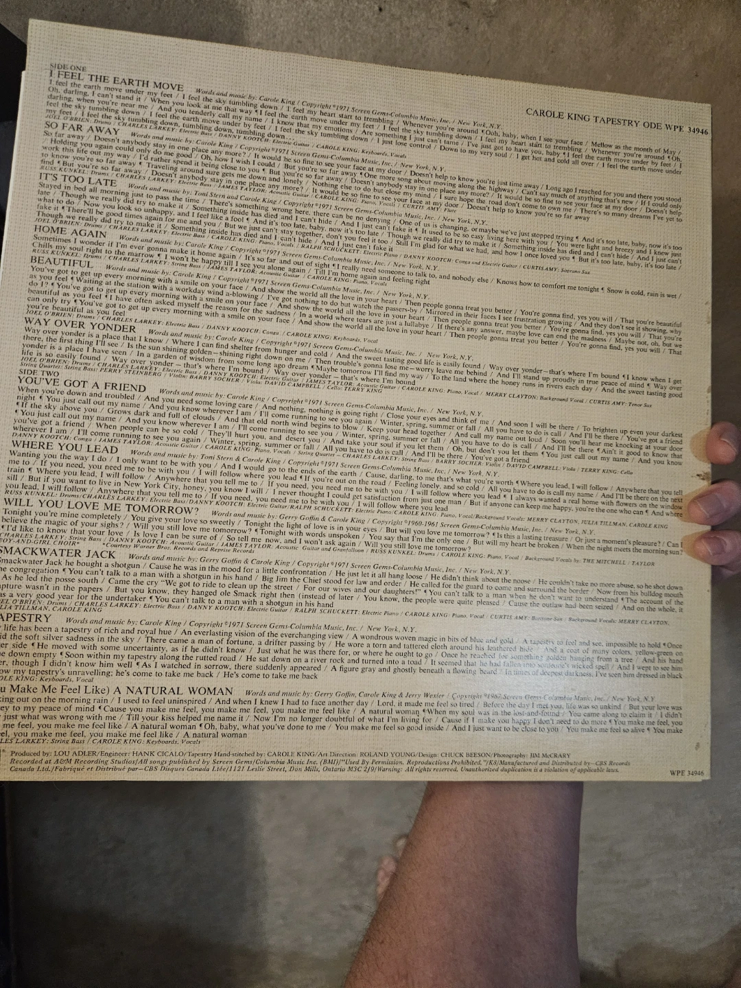Carole King Tapestry Vinyl LP Record - photo 2