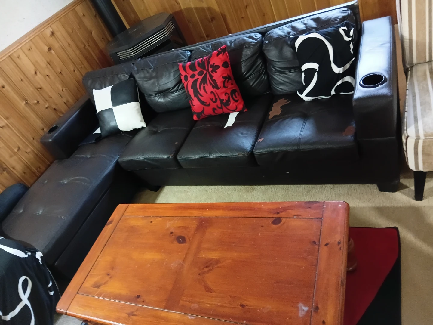 Black Leather Sectional Couch