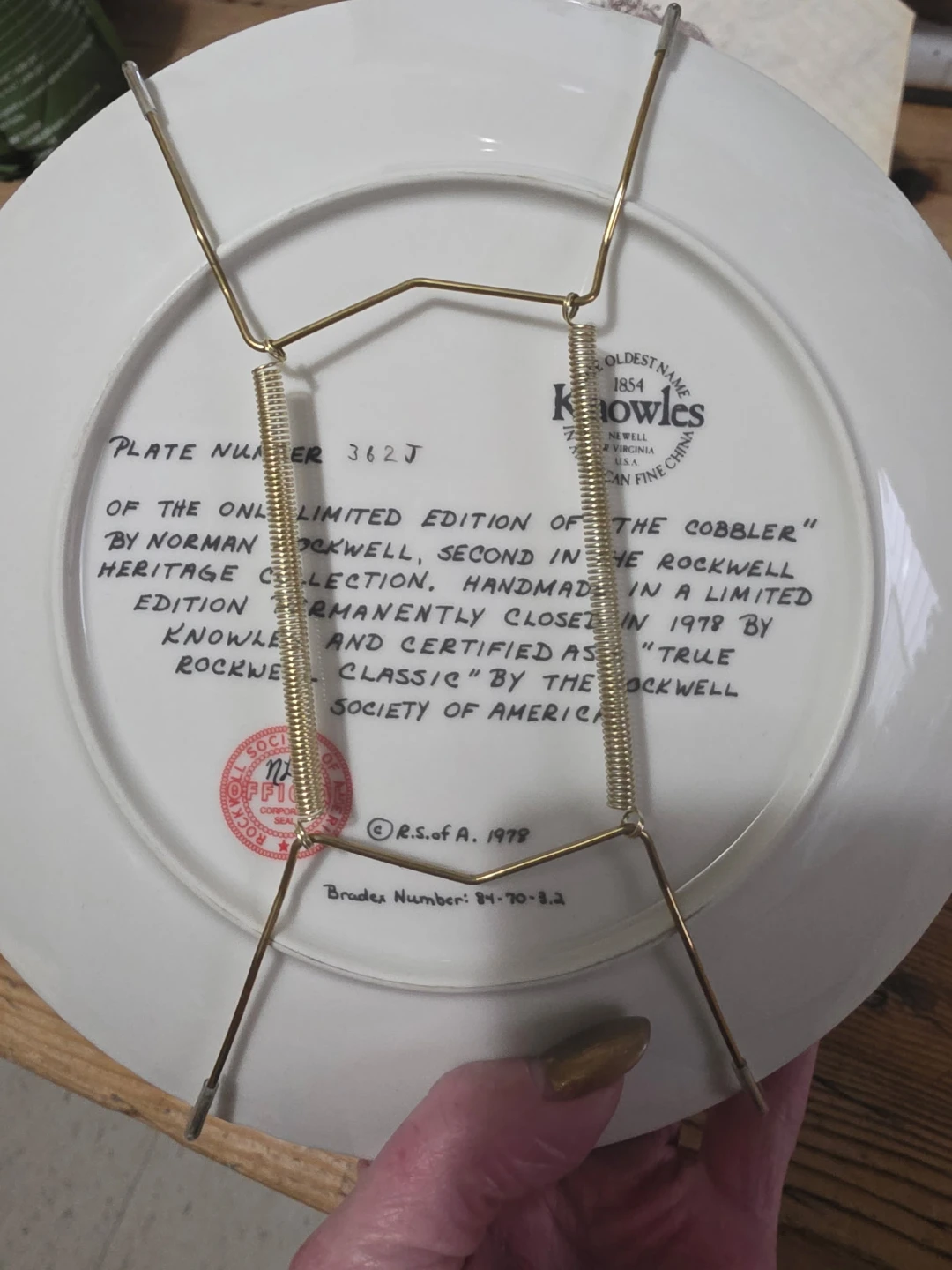 Knowles The Cobbler Heritage Collection Collector's Plate - photo 2