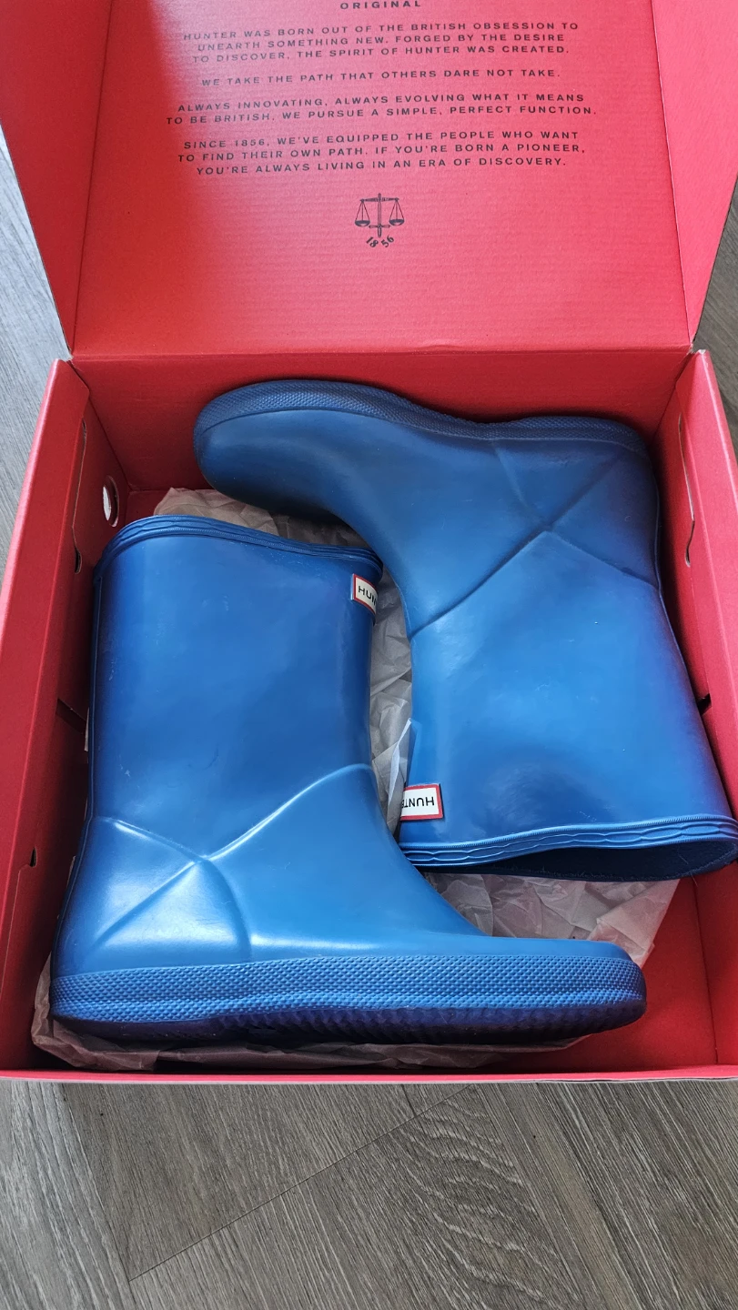 Hunter Kids Blue Rubber Rain Boots - photo 2