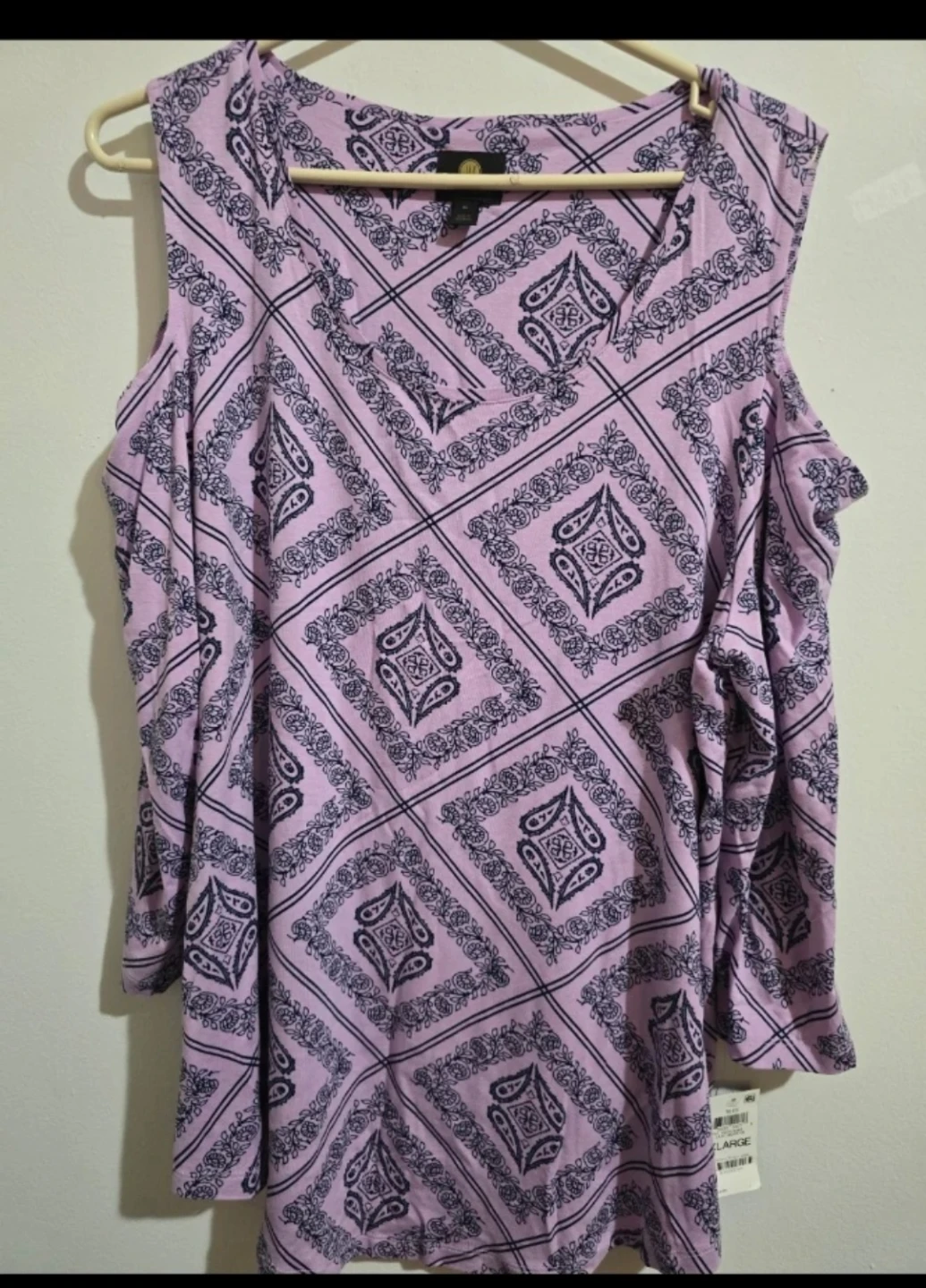Cold Shoulder Graphic Tunic Top XL