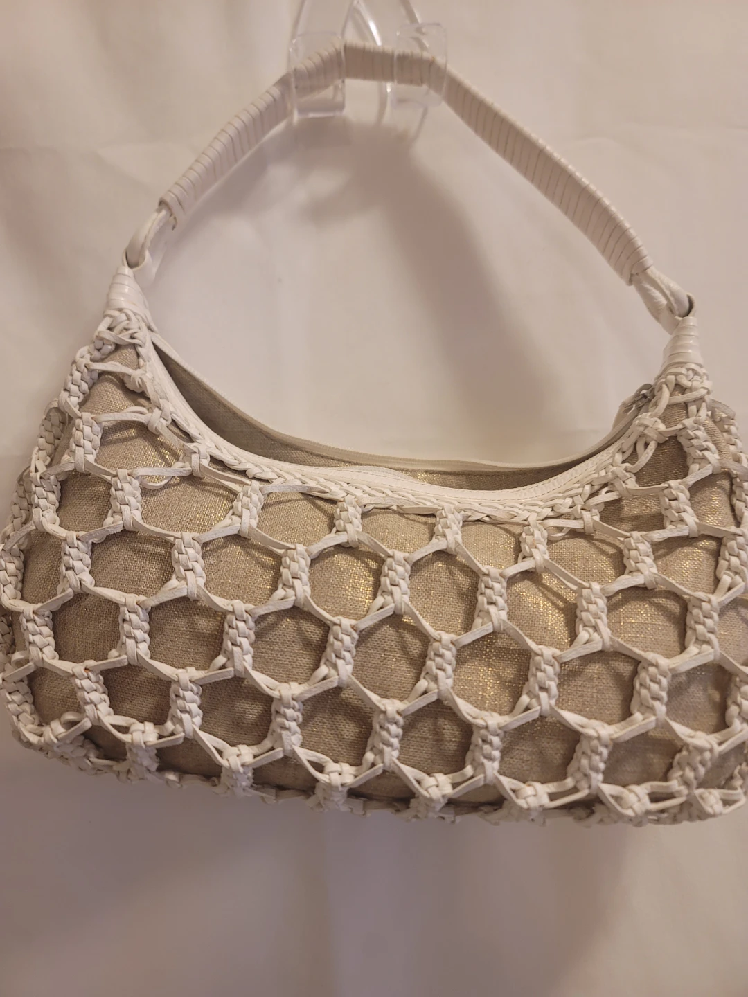Colehaan White woven shoulder bag