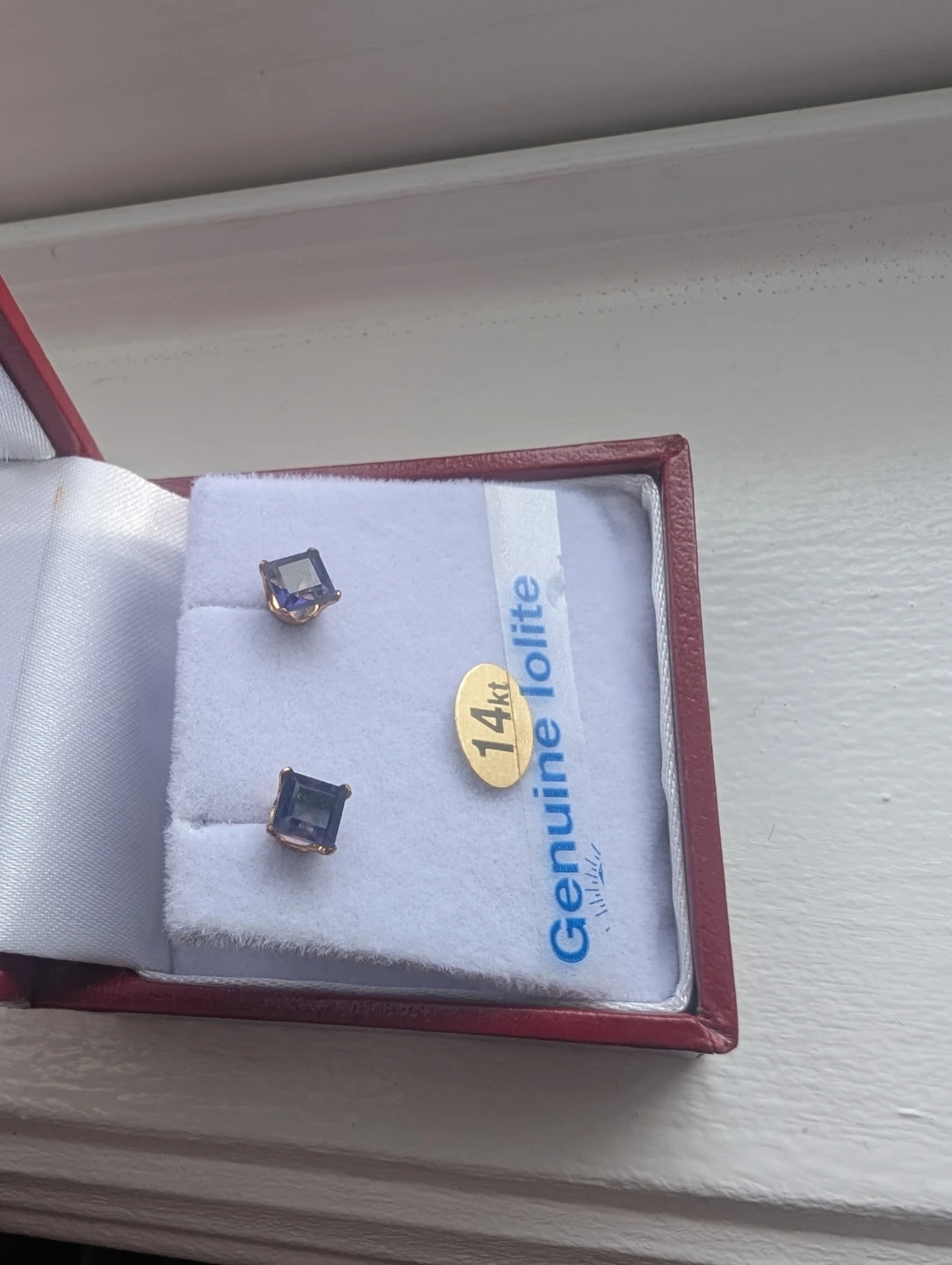 Brand New 14K Yellow Gold Iolite Earrings For Sale - photo 5