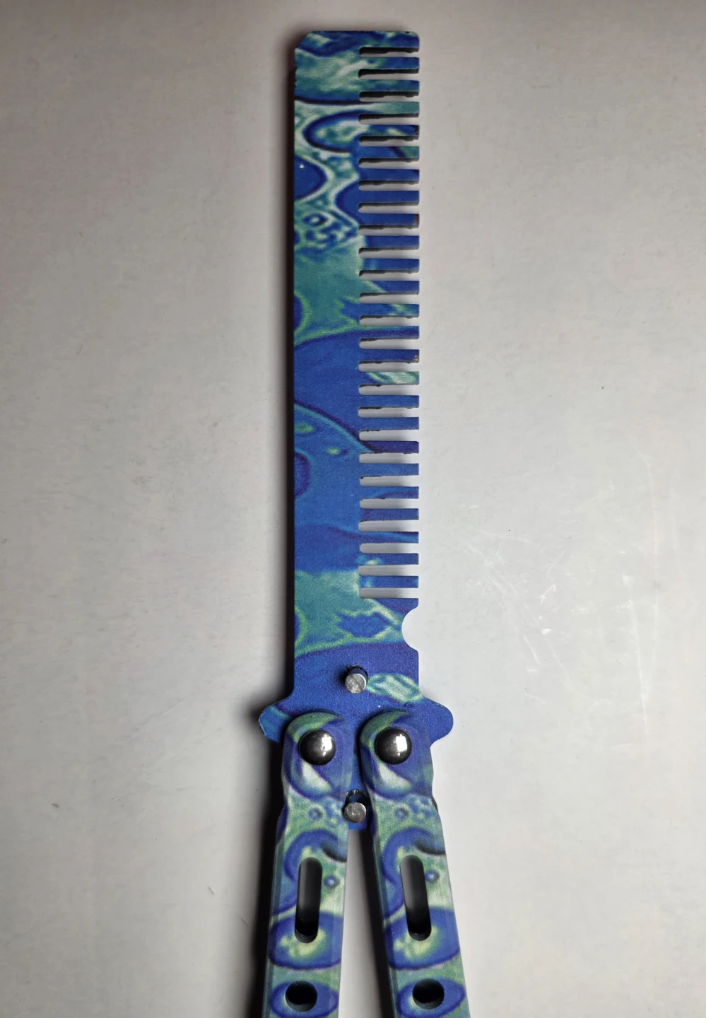 Stainless steel Folding Comb (Blue🌊Wave) - photo 2
