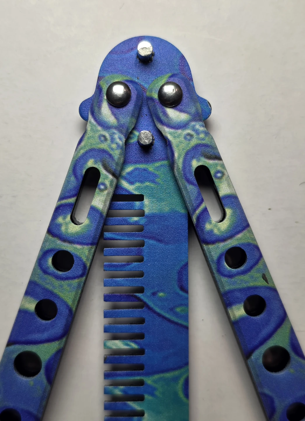 Stainless steel Folding Comb (Blue🌊Wave) - photo 3