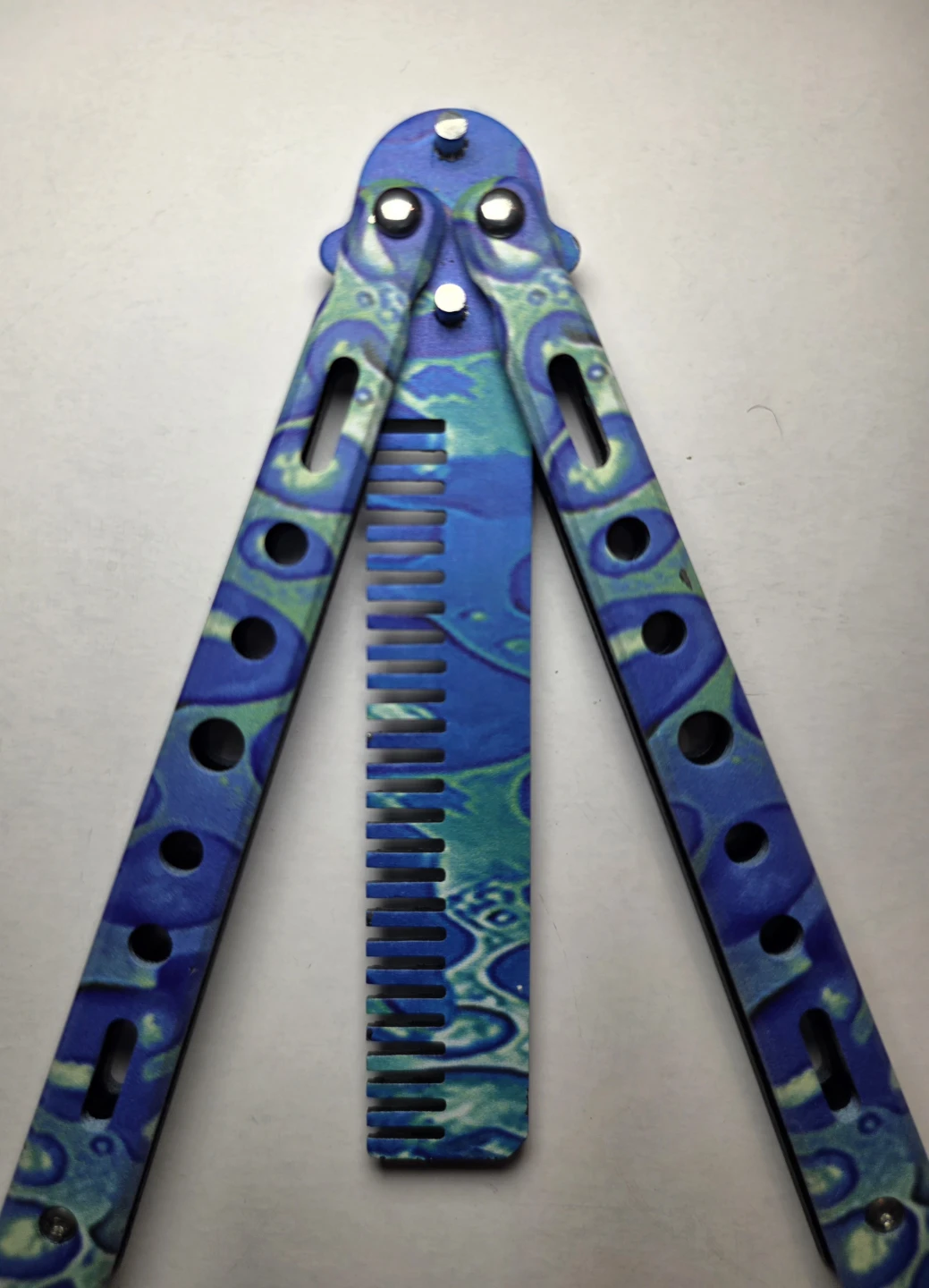 Stainless steel Folding Comb (Blue🌊Wave) - photo 4