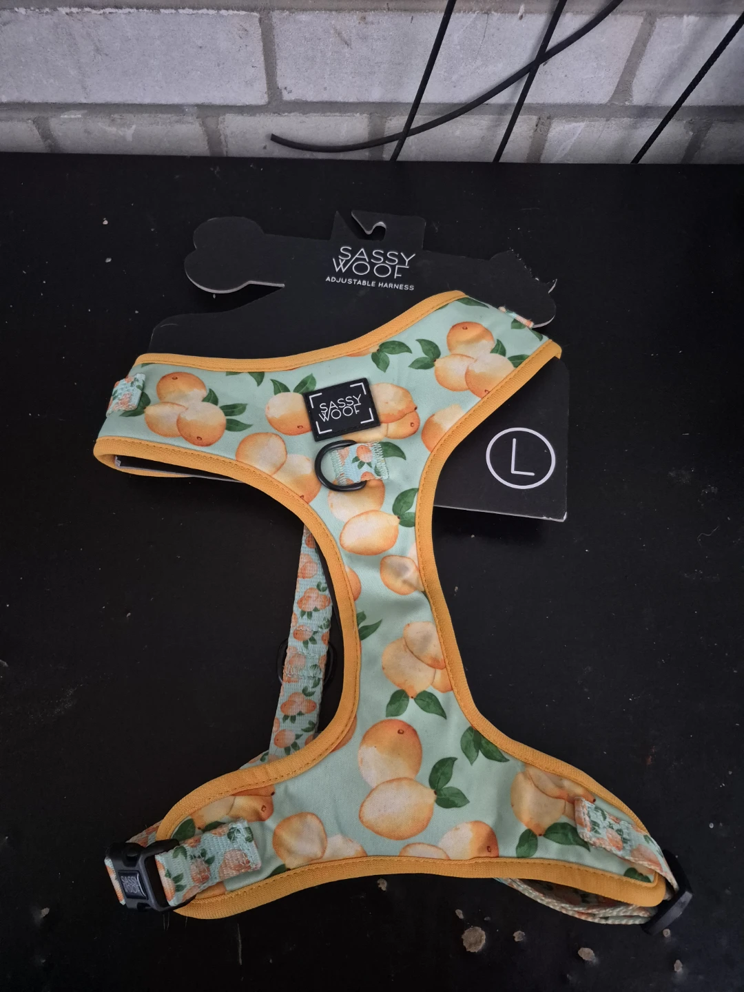 Sassy Woof Adjustable Dog Harness - Peach Print - Size L
