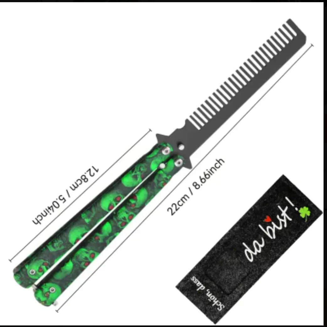 Finger Dancer EDC Folding Comb- Green💀Skull - photo 2