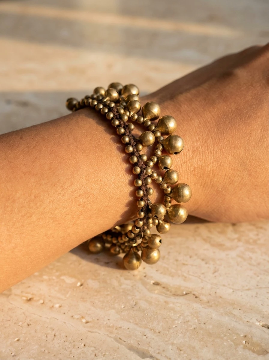 Gold-tone Beaded Bracelet with Bells🏆