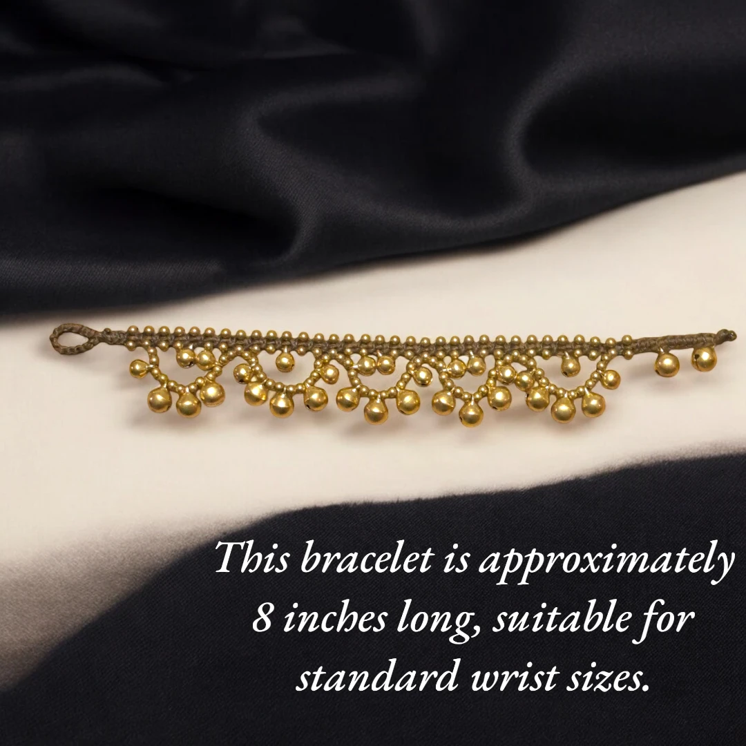 Gold-tone Beaded Bracelet with Bells🏆 - photo 2