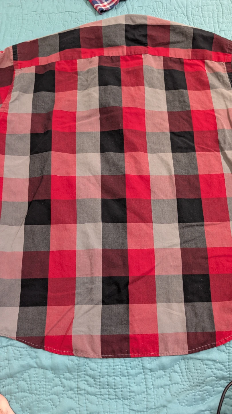 OFIVE Red Black Plaid Slim Fit Button-Up Shirt XL - photo 3
