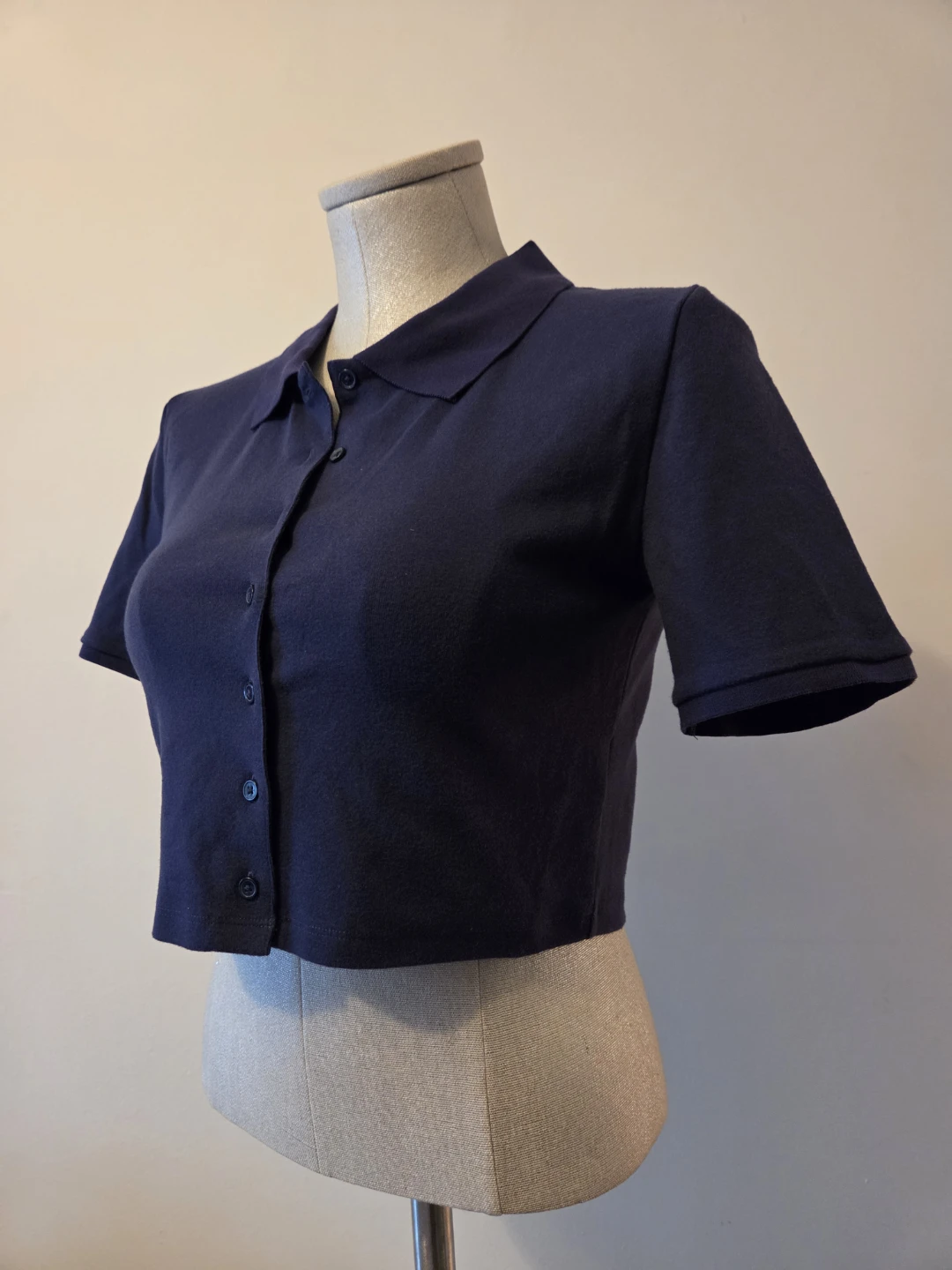 Sunday Best Navy Cropped Polo Shirt Size M