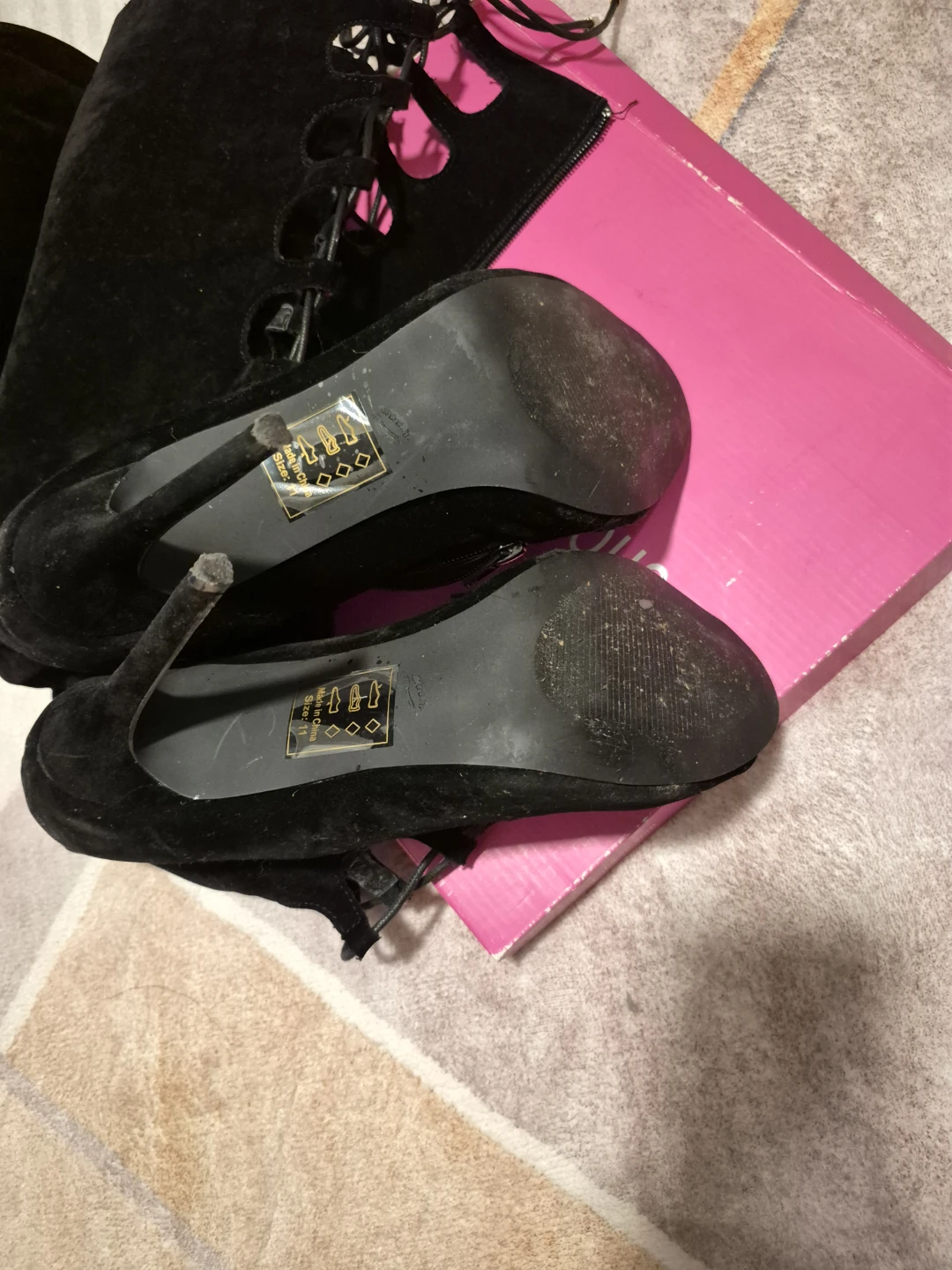 Black Suede Lace-Up Heels - photo 3
