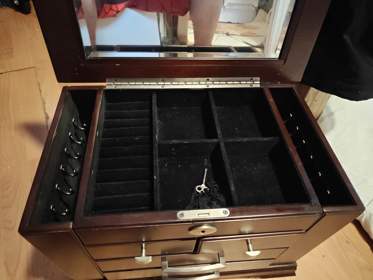 Wooden Jewelry Box with Mirror and Drawers - photo 2